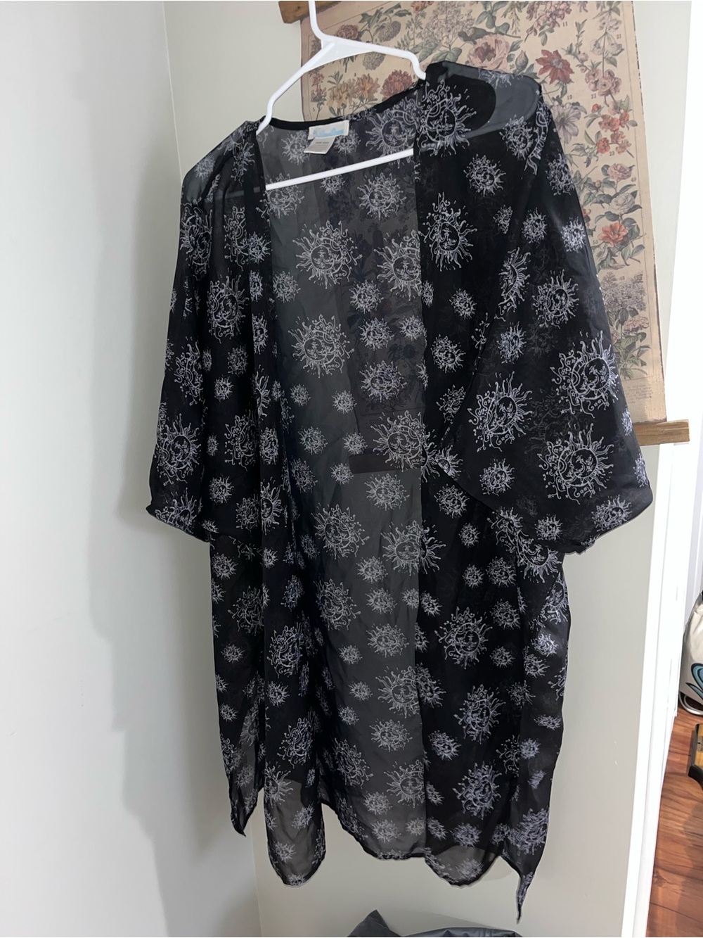 Black Sheer Sun Print Kimono Jacket - I Heart Raves
